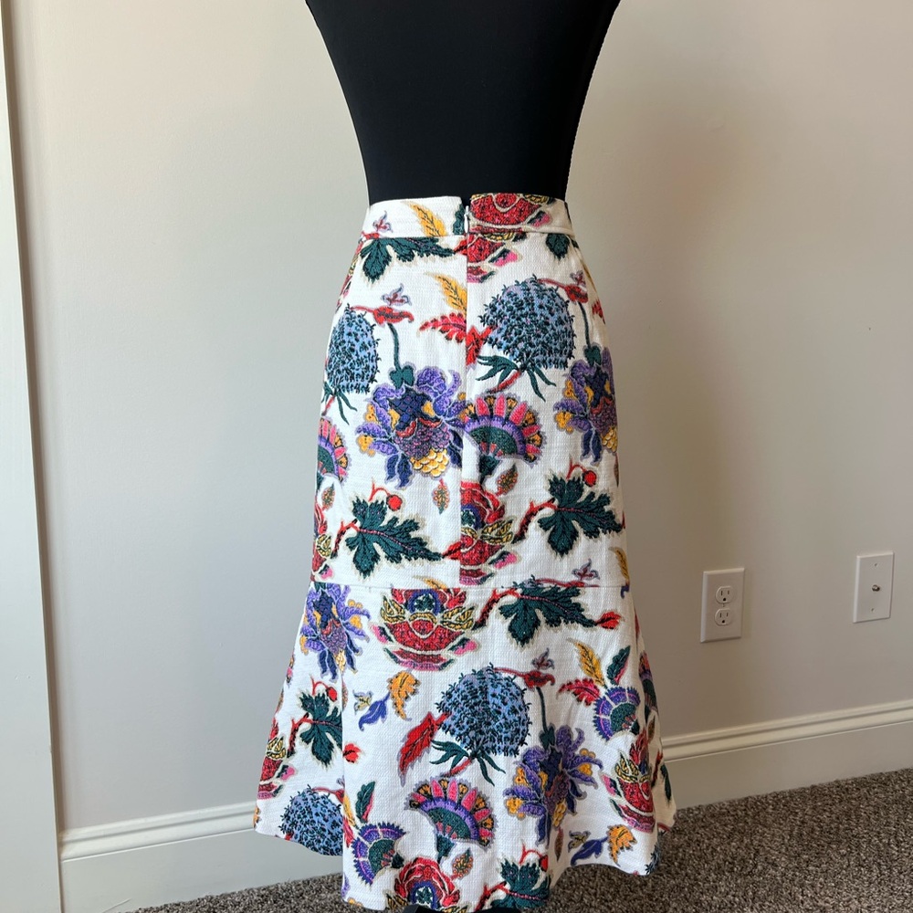 J Crew REIMAGINED| New Paisley Floral Trumpet Skirt Colorful Size 14 - Picture 3 of 10